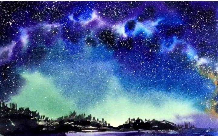 怎么水彩画星空