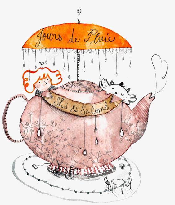 茶壶水彩画 水壶水彩画-图片3