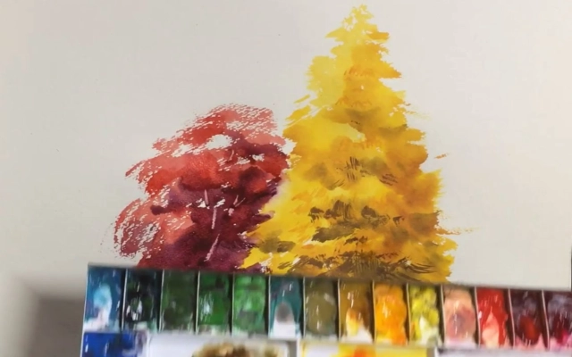 秋天的树水彩画 秋天的树水彩画法-图片5