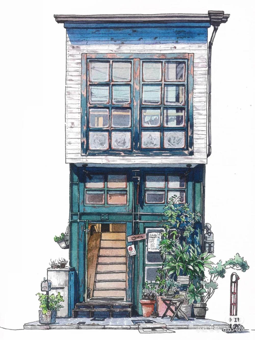 房子水彩画 日式房子水彩画-图片2