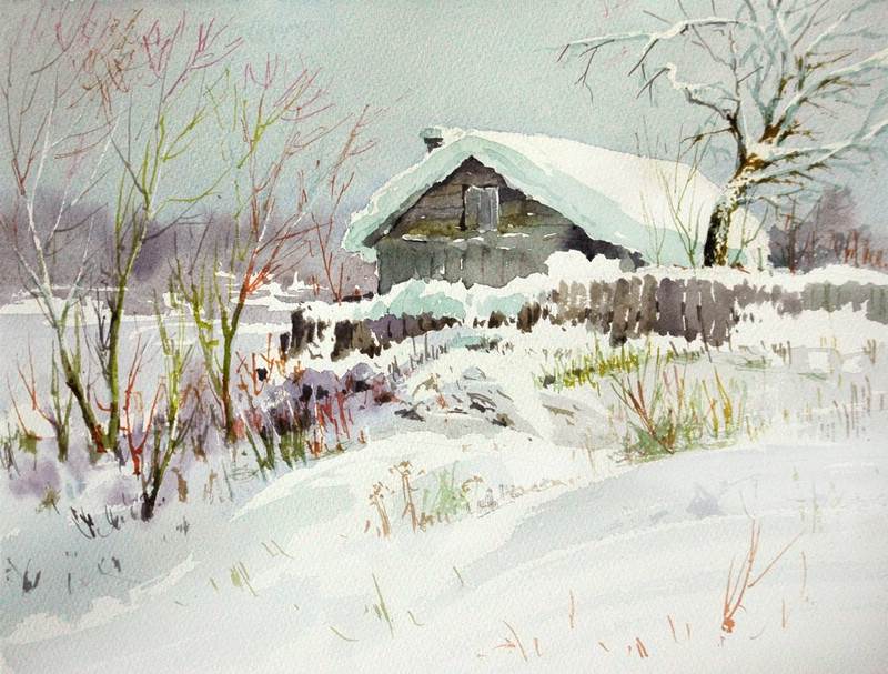 冬天的水彩画