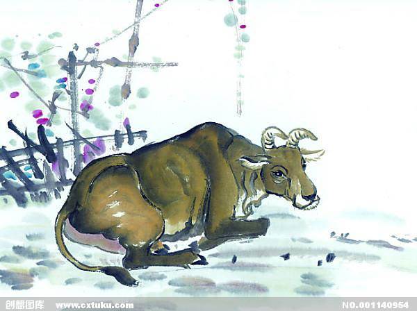 关于牛的水彩画 关于牛的水彩画 简单-图片1