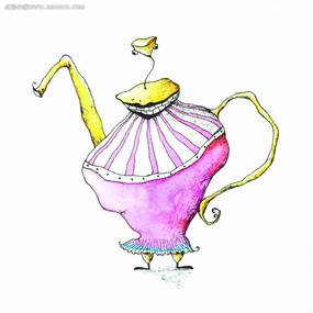 茶壶水彩画 水壶水彩画-图片1