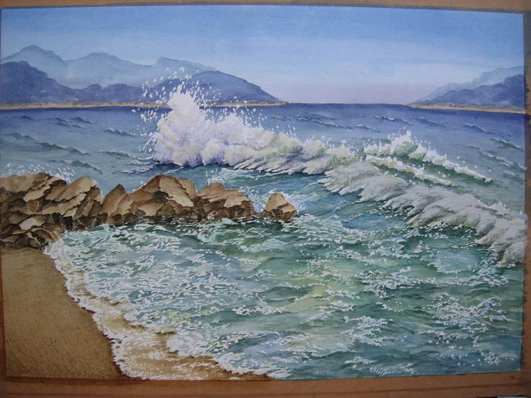 大海的水彩画 大海的水彩画法-图片4