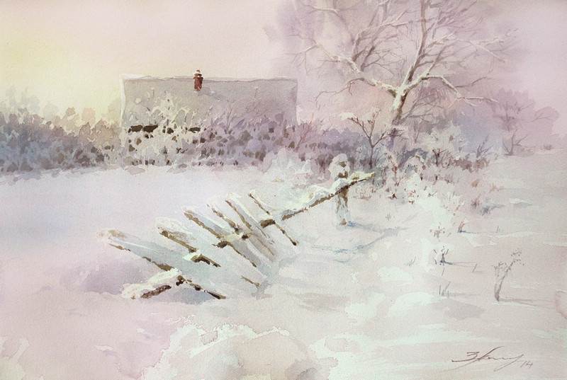 冬天的水彩画