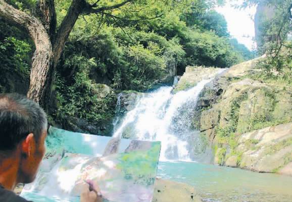 青山绿水水彩画