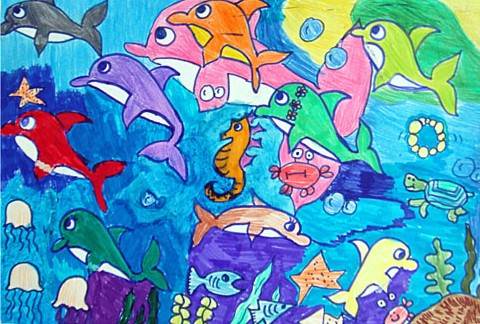 海豚水彩画 海豚水彩画教程步骤图片-图片3