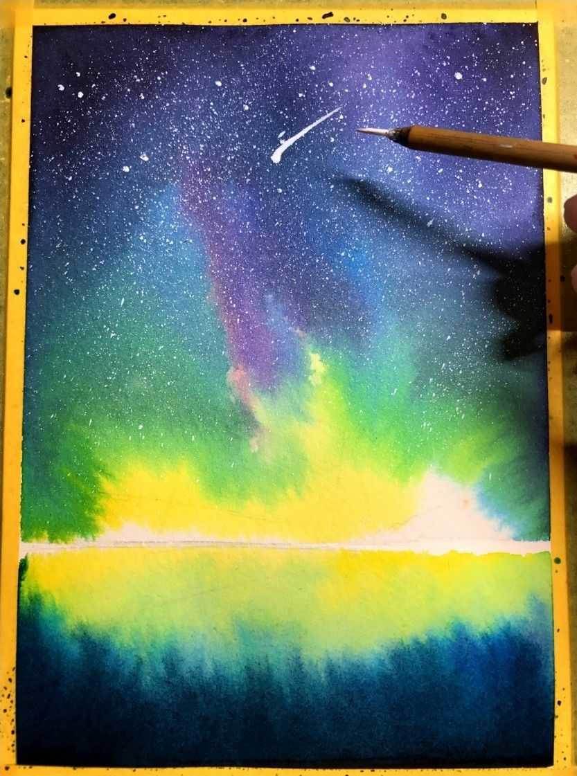 用水彩画 用水彩画星空-图片1