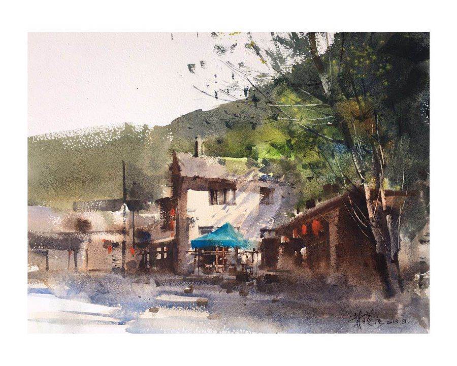 费曦强水彩画作品 费曦强水彩风景画-图片1