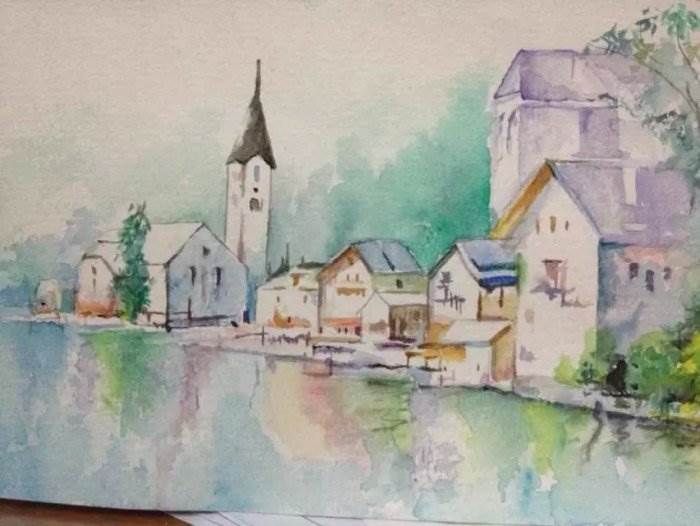 画风景的水彩画