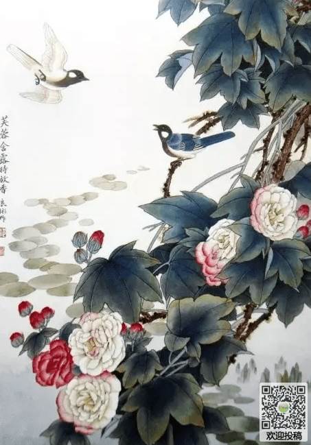 花开富贵水彩画