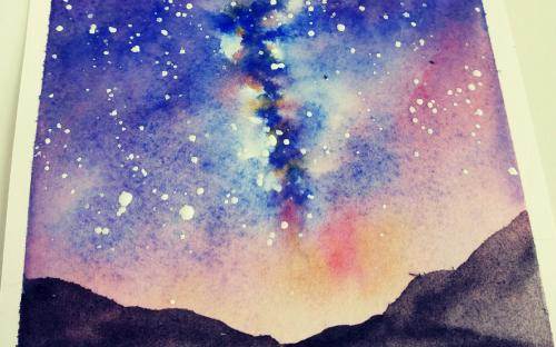 怎么水彩画星空 《星空》画水彩教程-图片4
