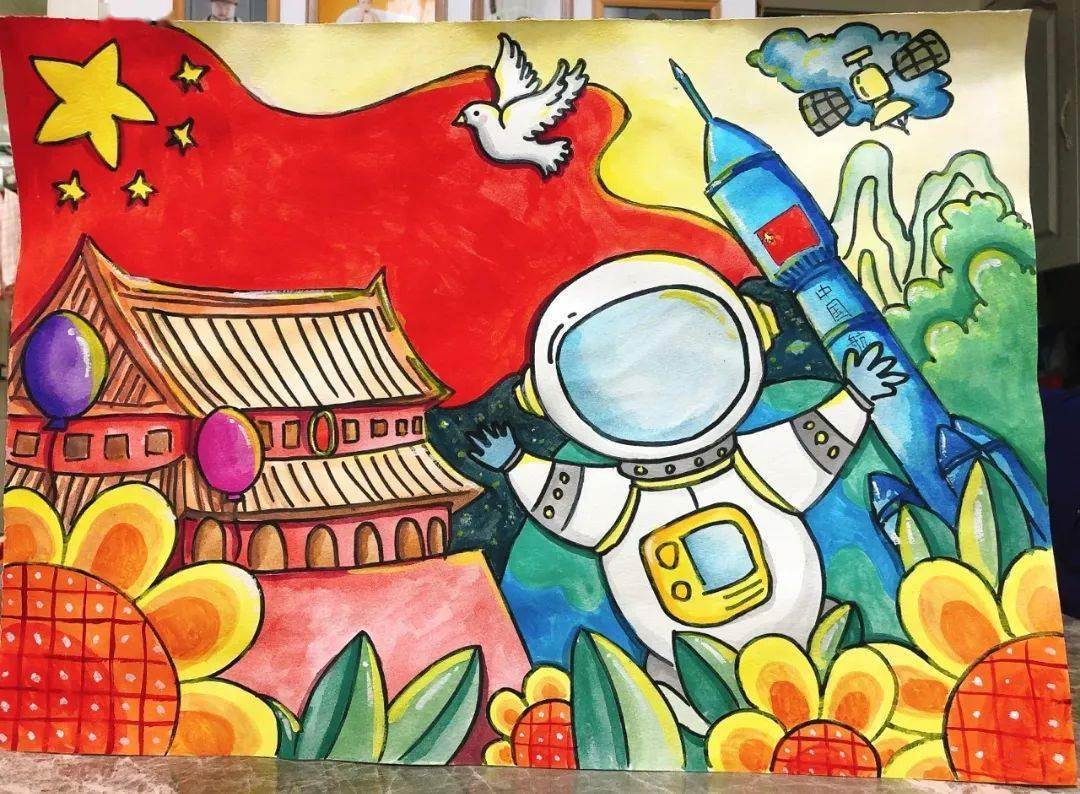 爱国的水彩画 爱国的水彩画作品-图片5