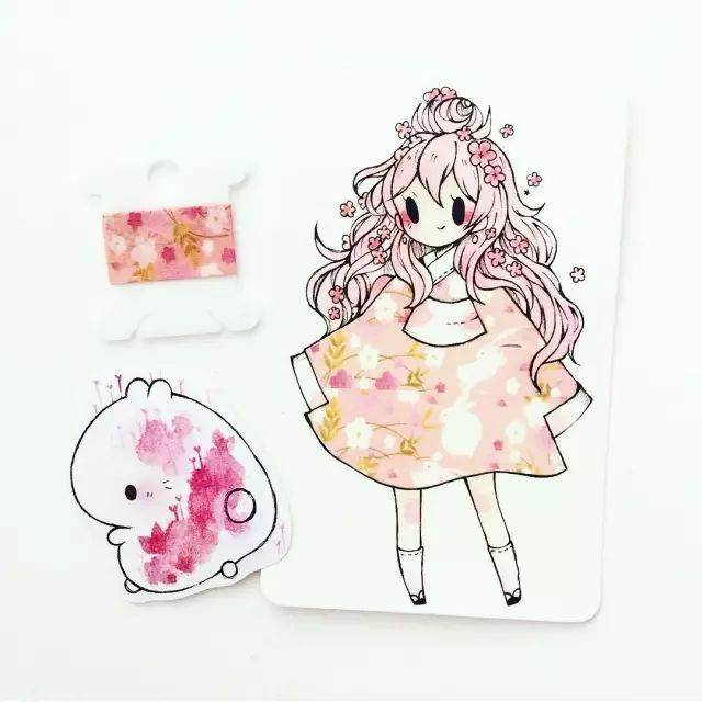 水彩画动漫少女