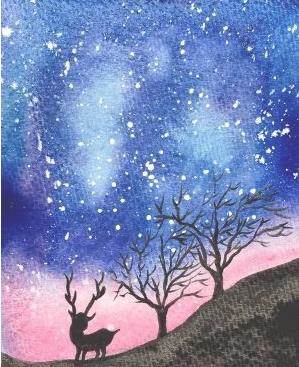 怎么水彩画星空 《星空》画水彩教程-图片1