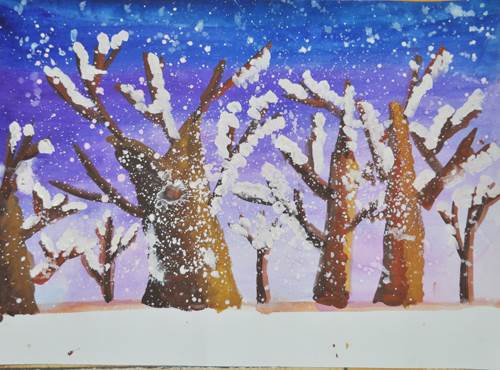 冬天的水彩画