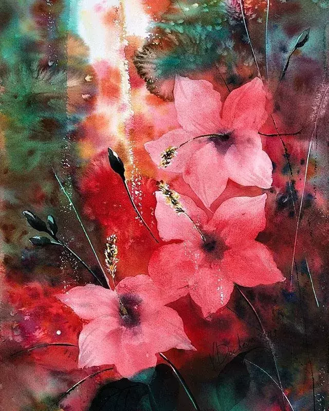 山的水彩画