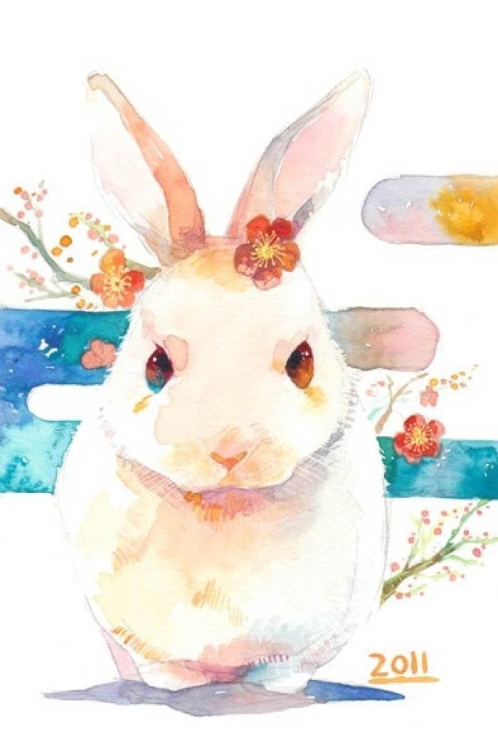 水彩画兔子 十二生肖水彩画兔子-图片4