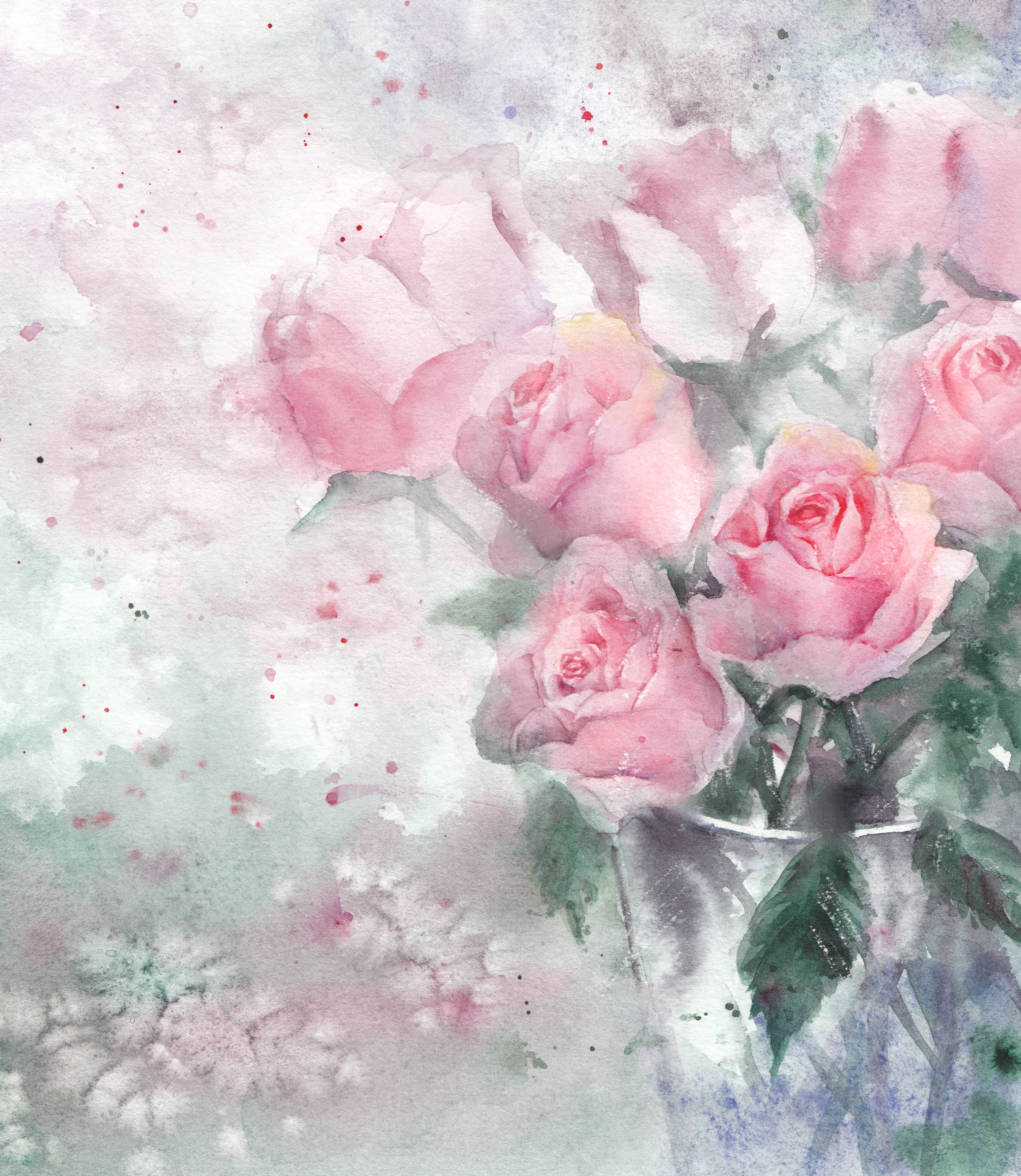 玫瑰花水彩画