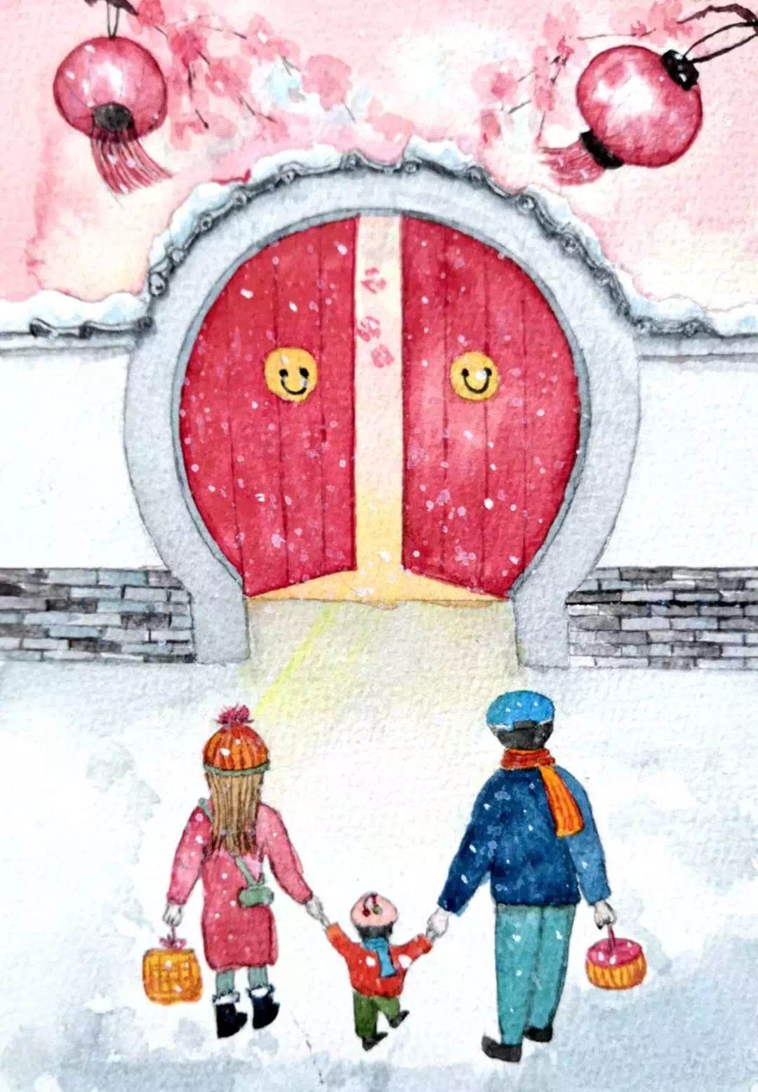 春节水彩画简单