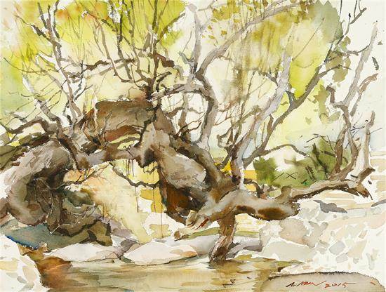 山的水彩画 水彩山水画-图片3