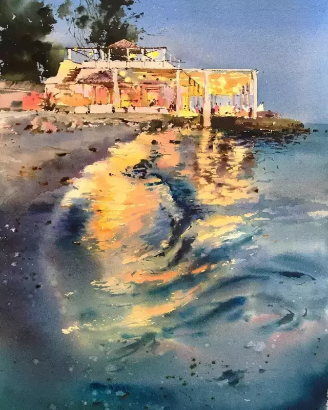 简单的风景水彩画