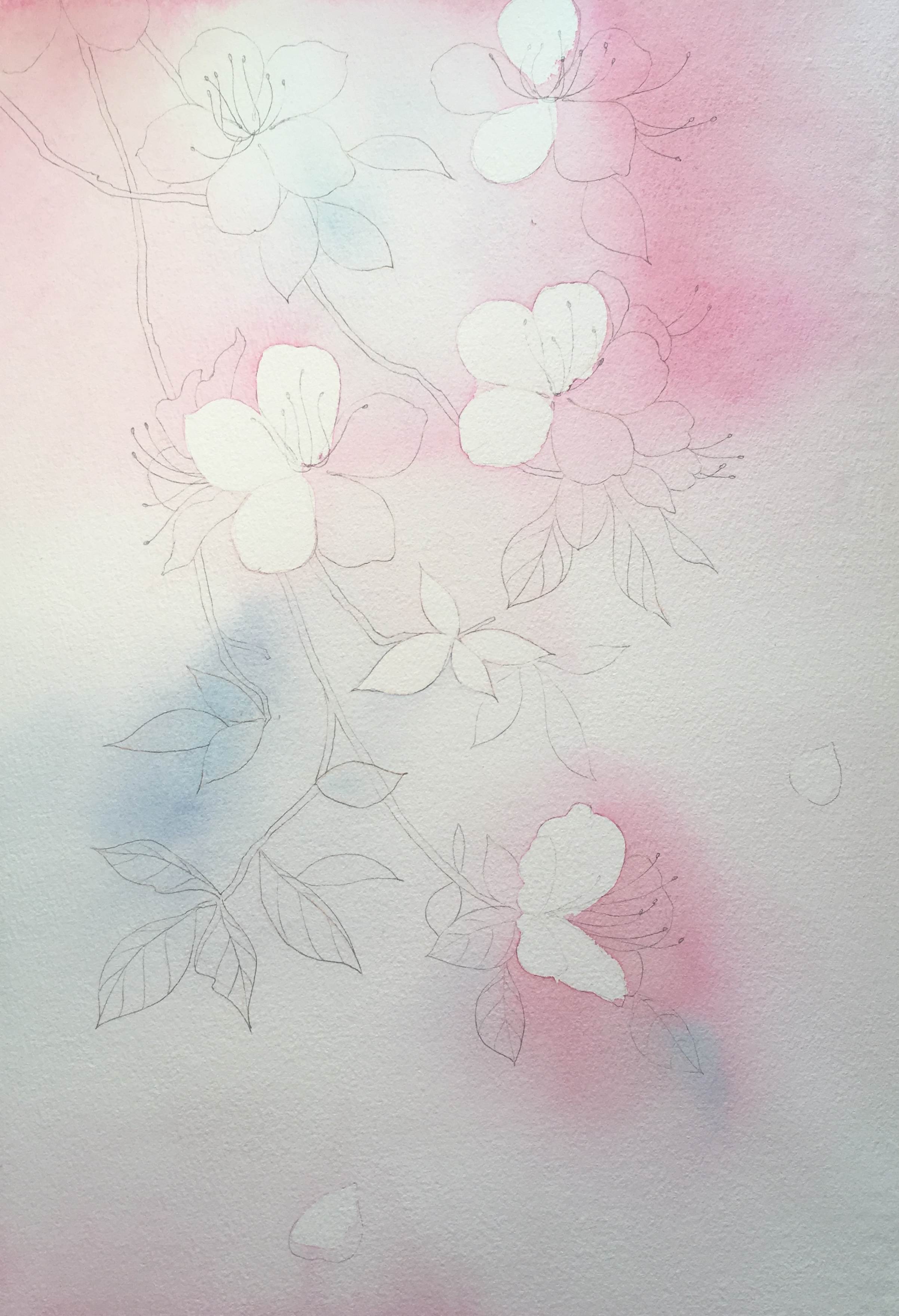 繁花水彩画