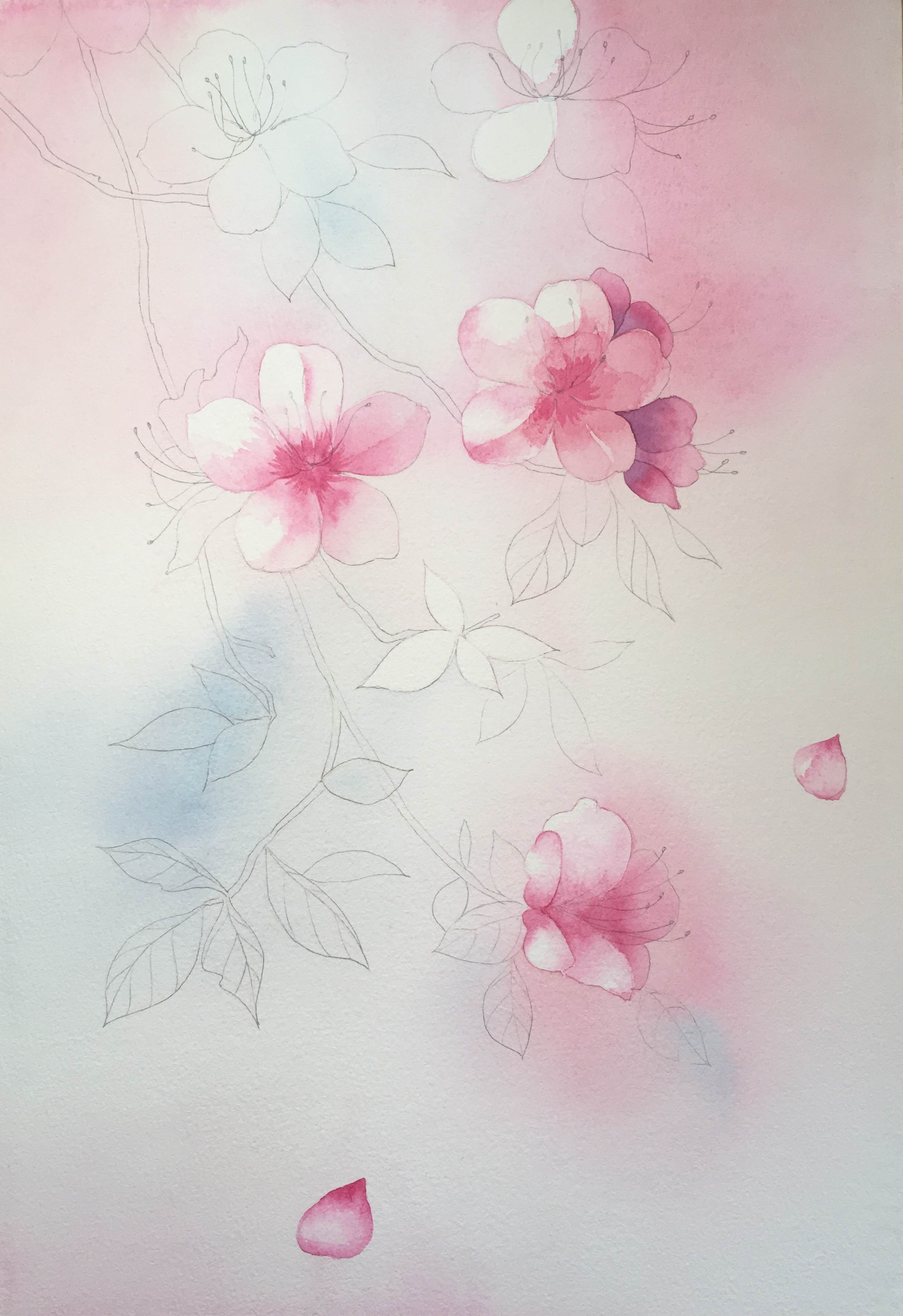 繁花水彩画