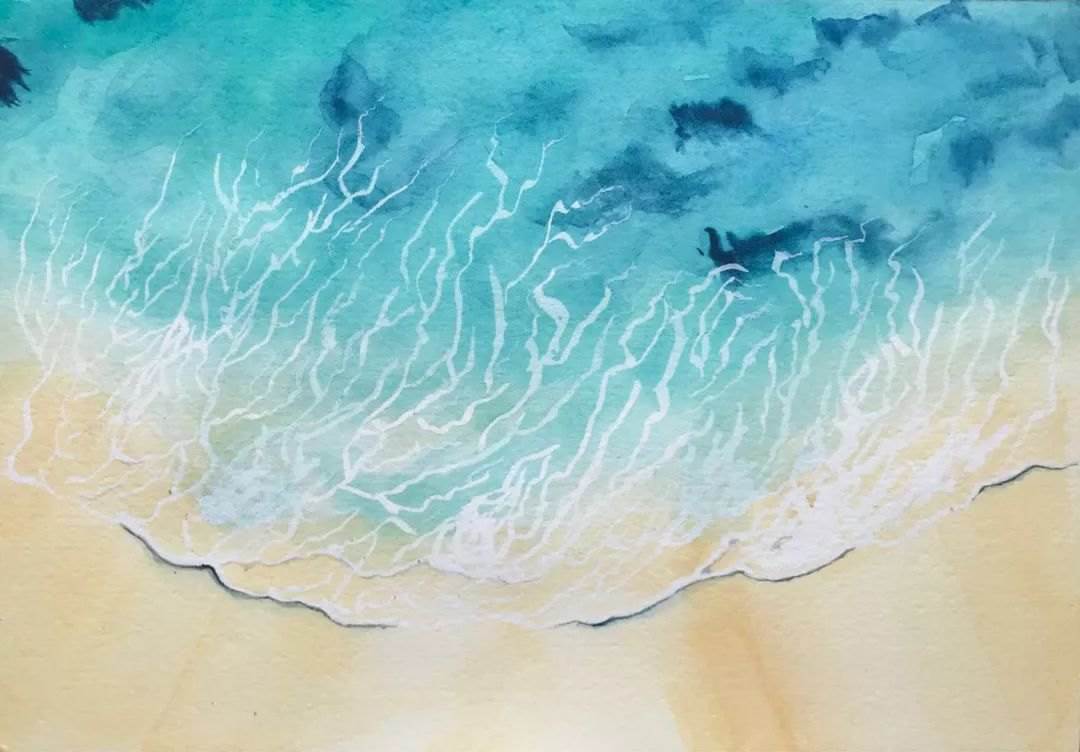 大海风景水彩画