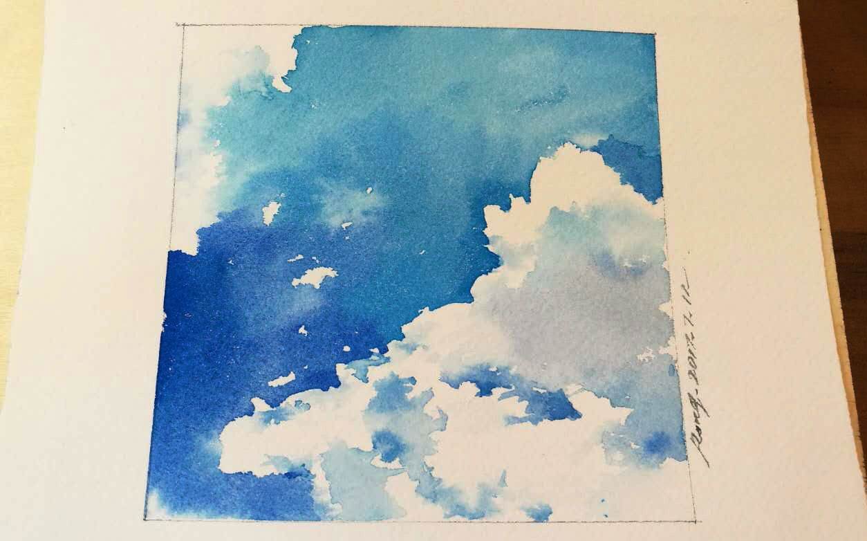 简单水彩画天空