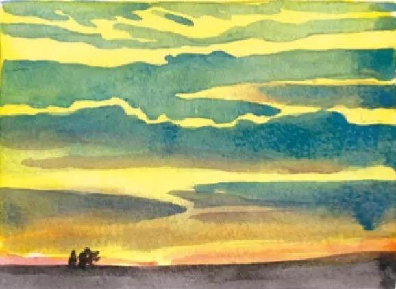 简单水彩画天空