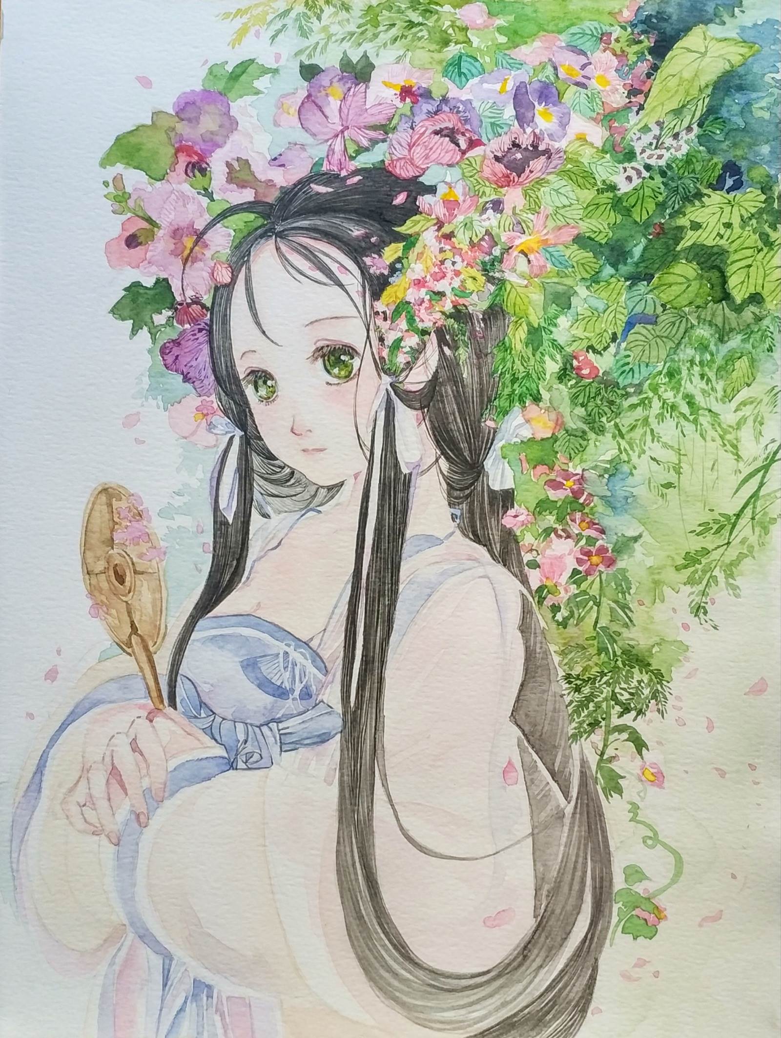 古风水彩画人物简单