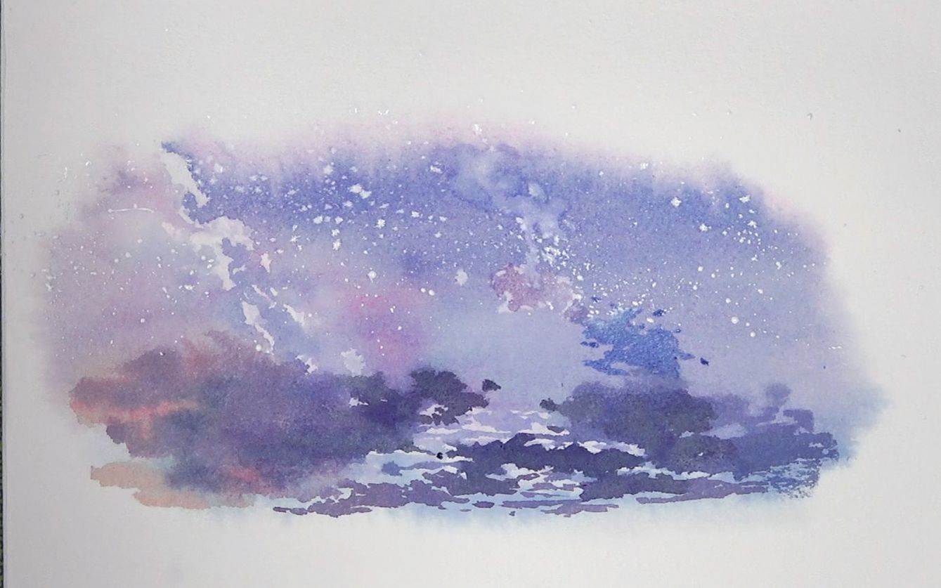 简单水彩画天空