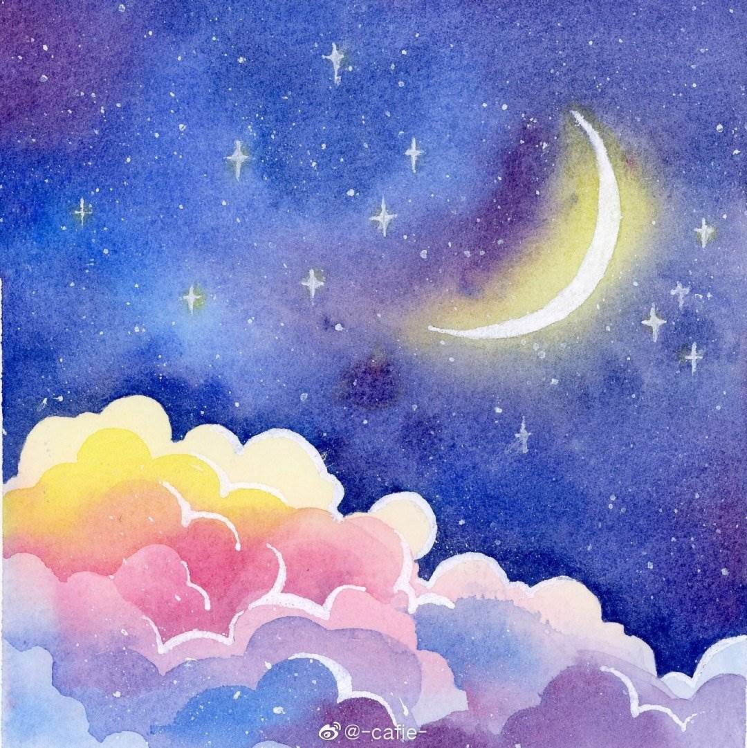 简单天空水彩画