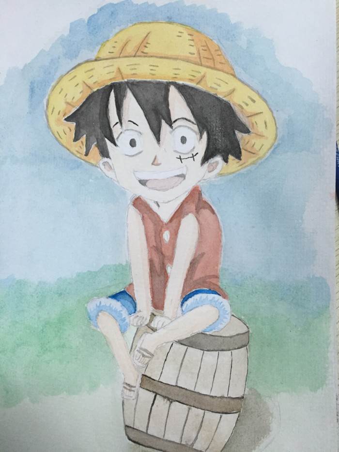 路飞水彩画教程