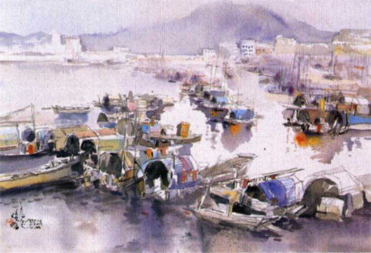 陈阳春水彩画