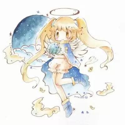 可爱女孩水彩画