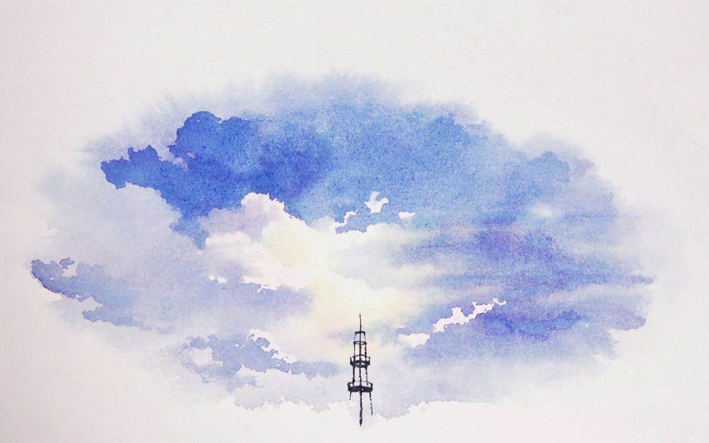 简单天空水彩画