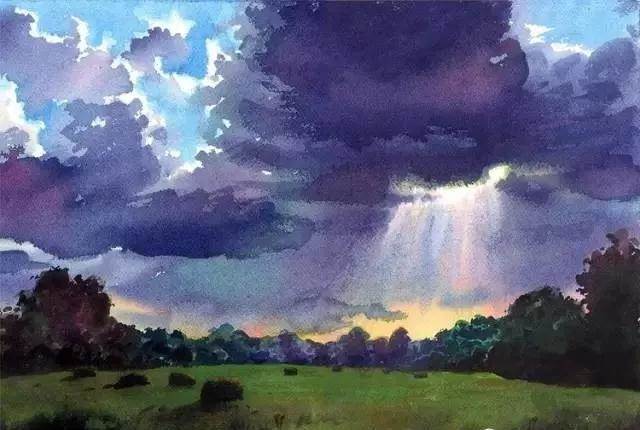 风景建筑水彩画