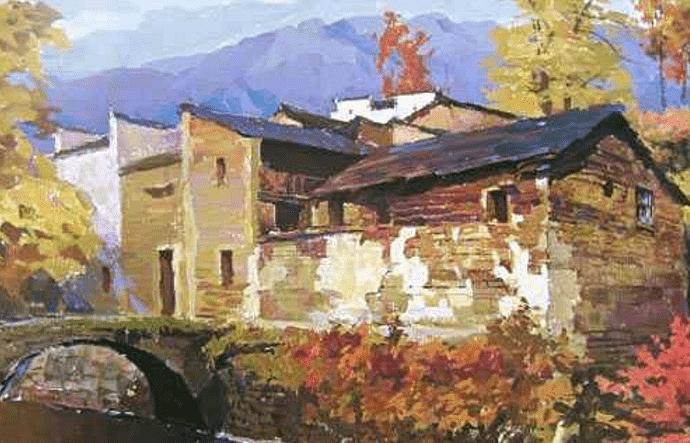 风景建筑水彩画