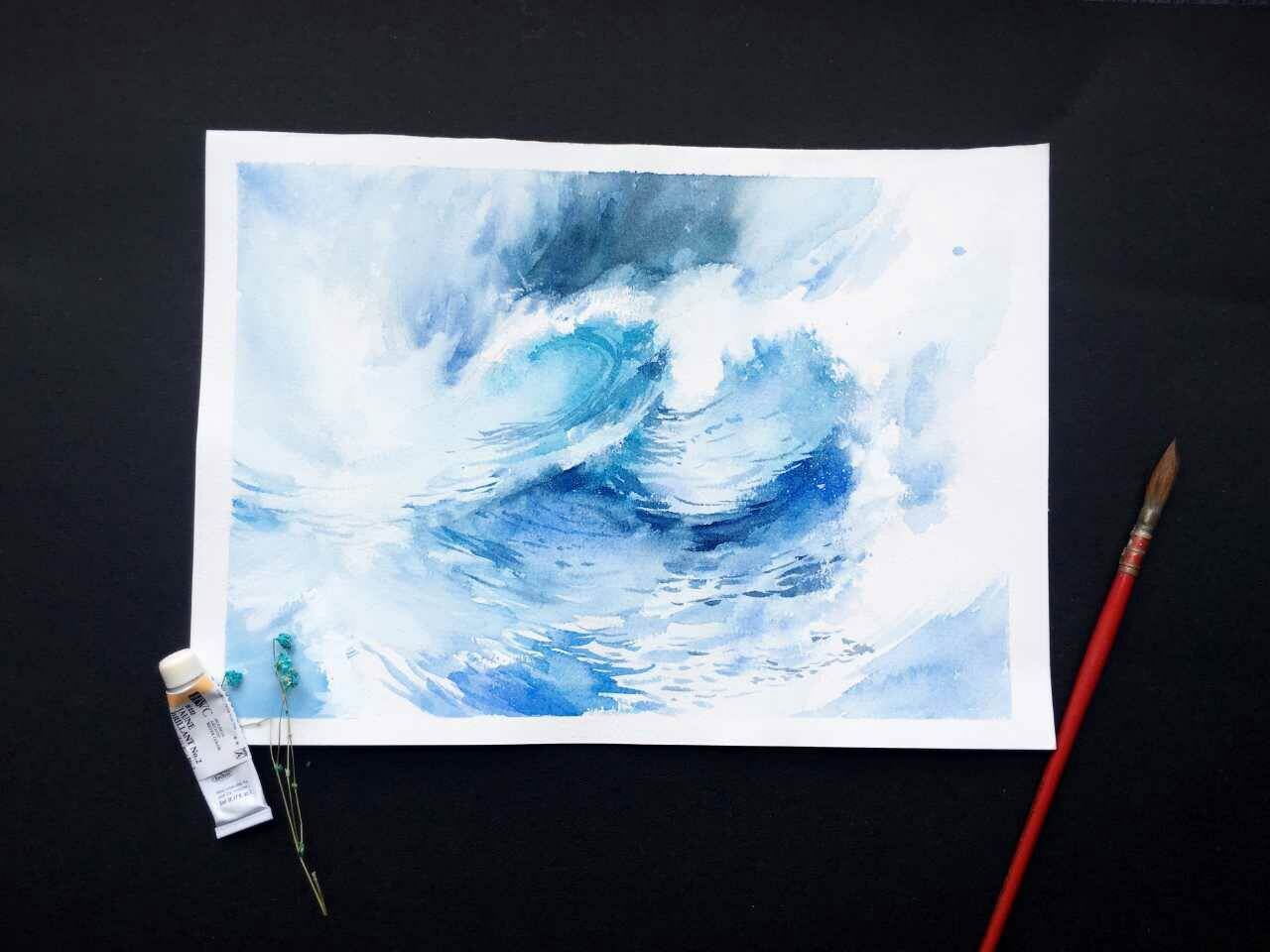 海的水彩画