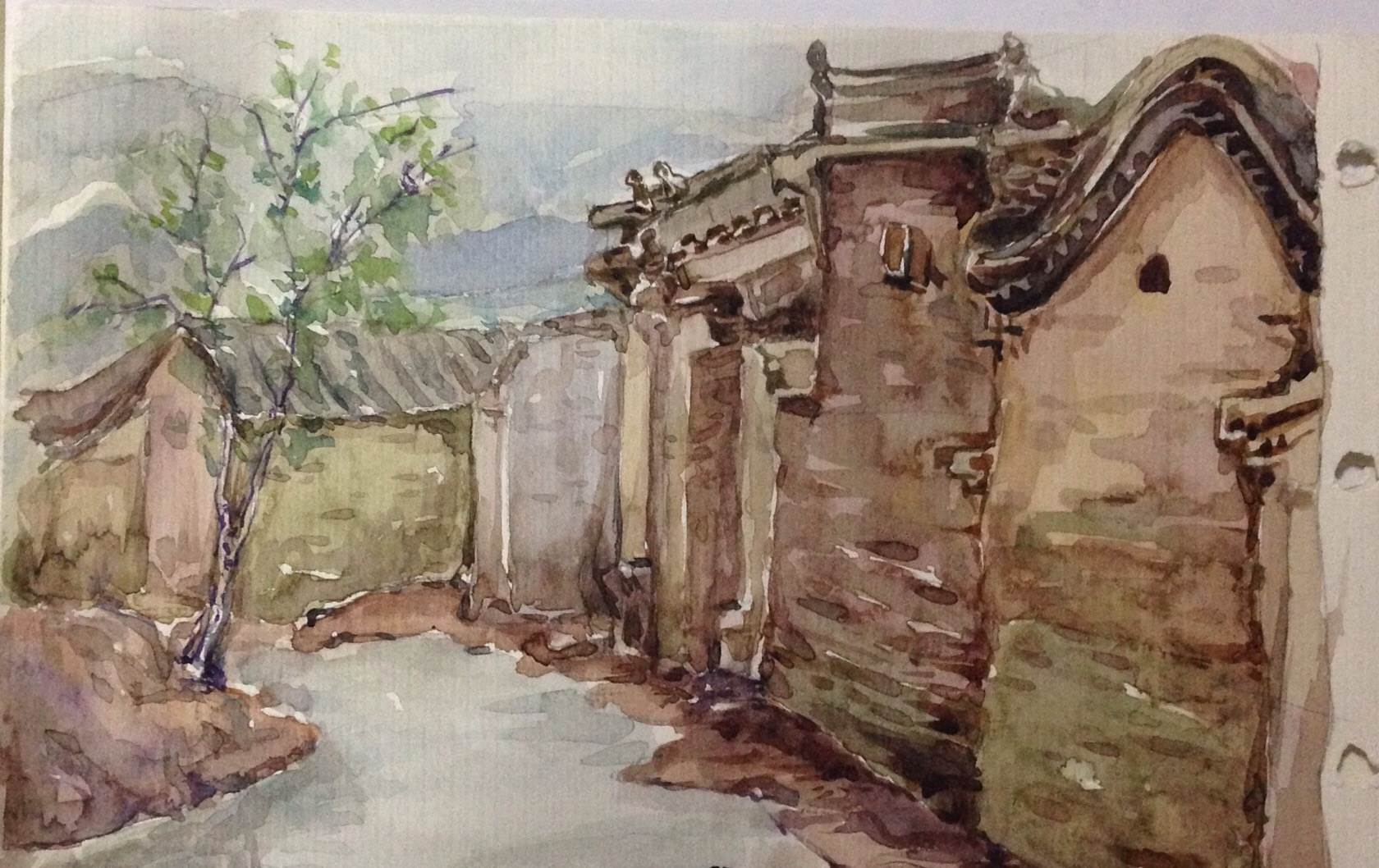 风景写生水彩画