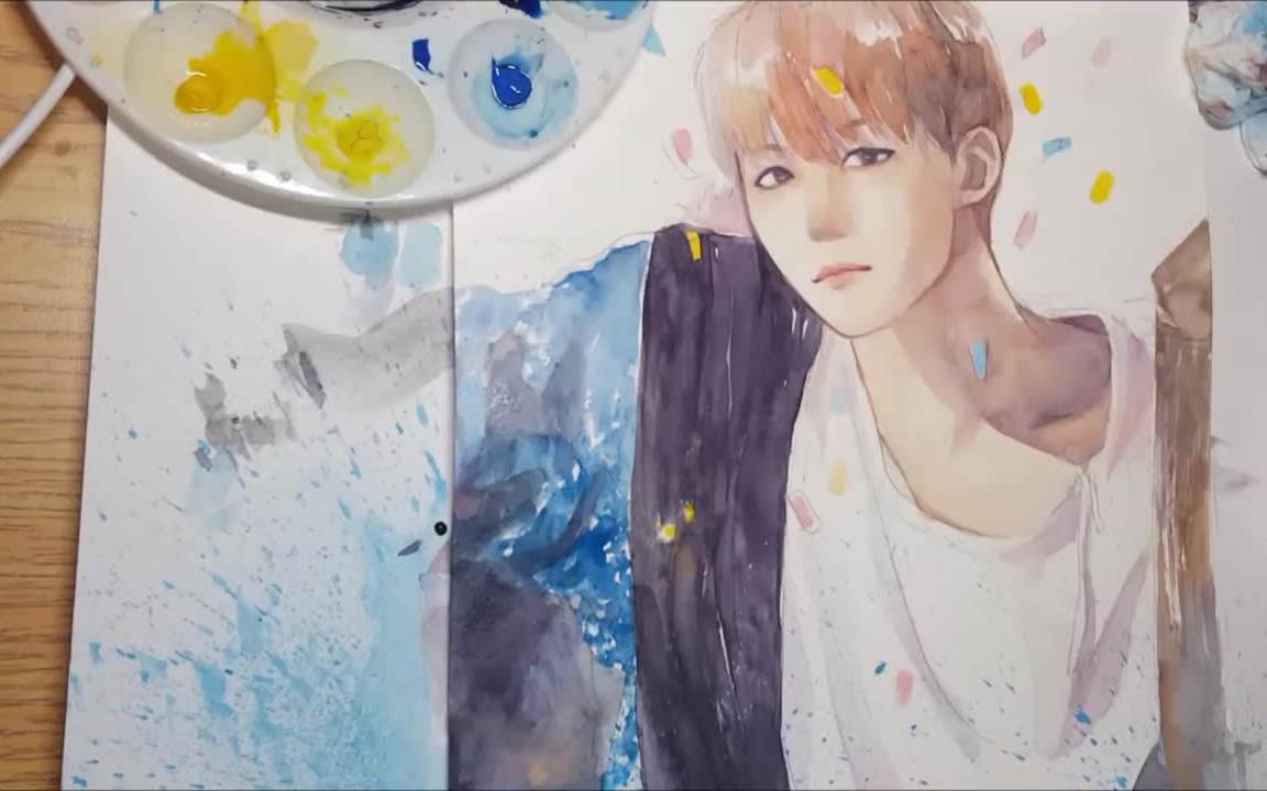 少年水彩画