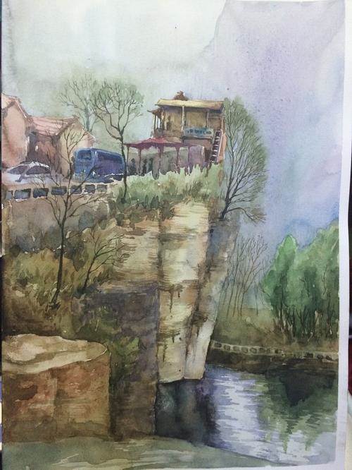 风景写生水彩画