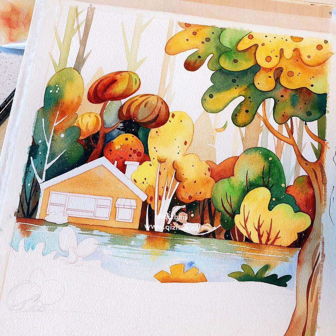 精致水彩画