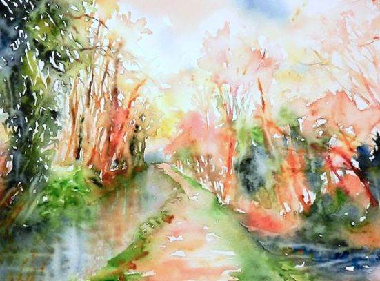 秋景水彩画