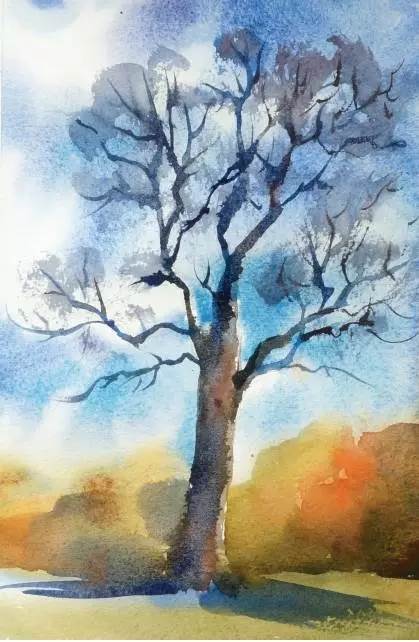 秋景水彩画