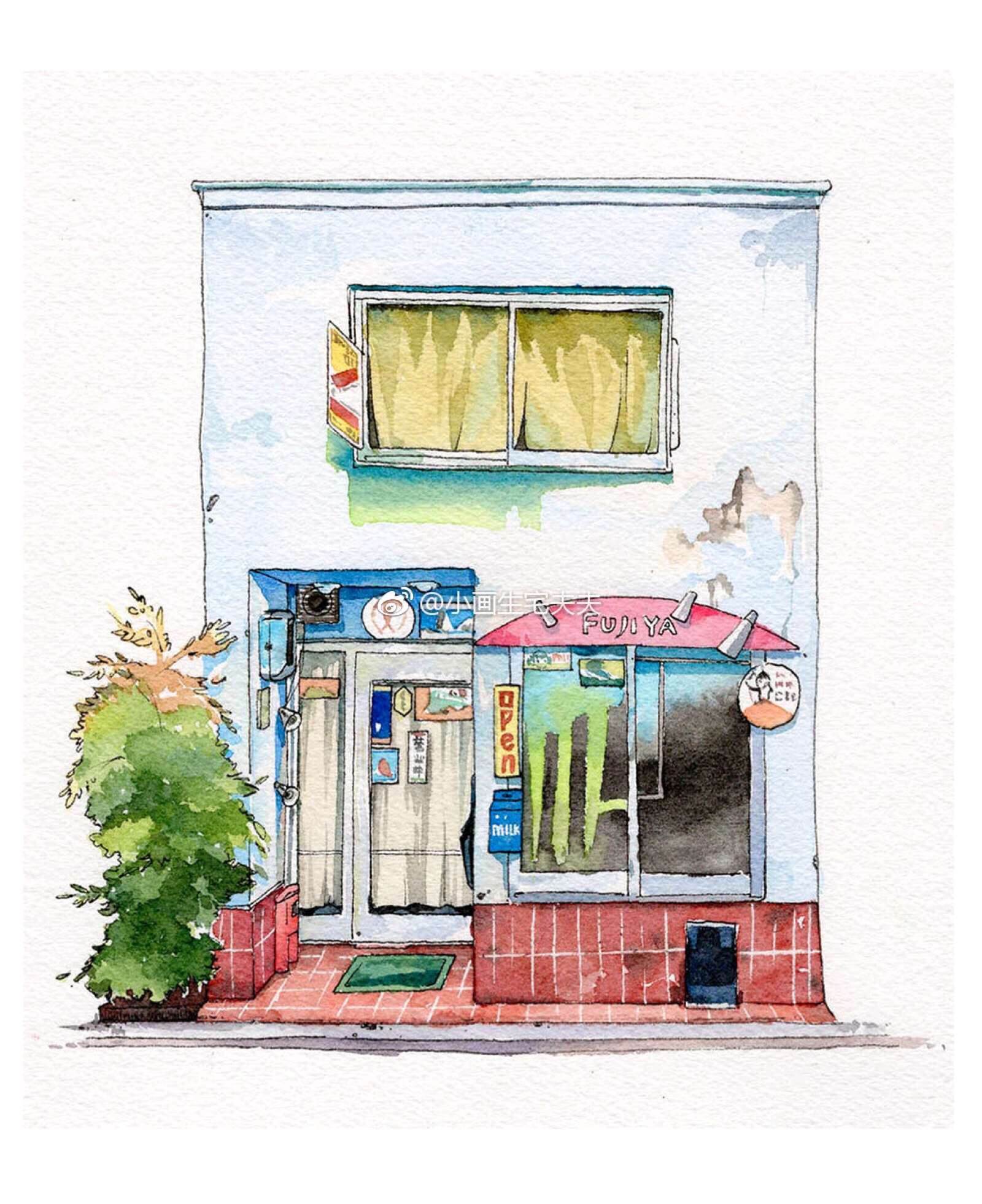 房屋水彩画