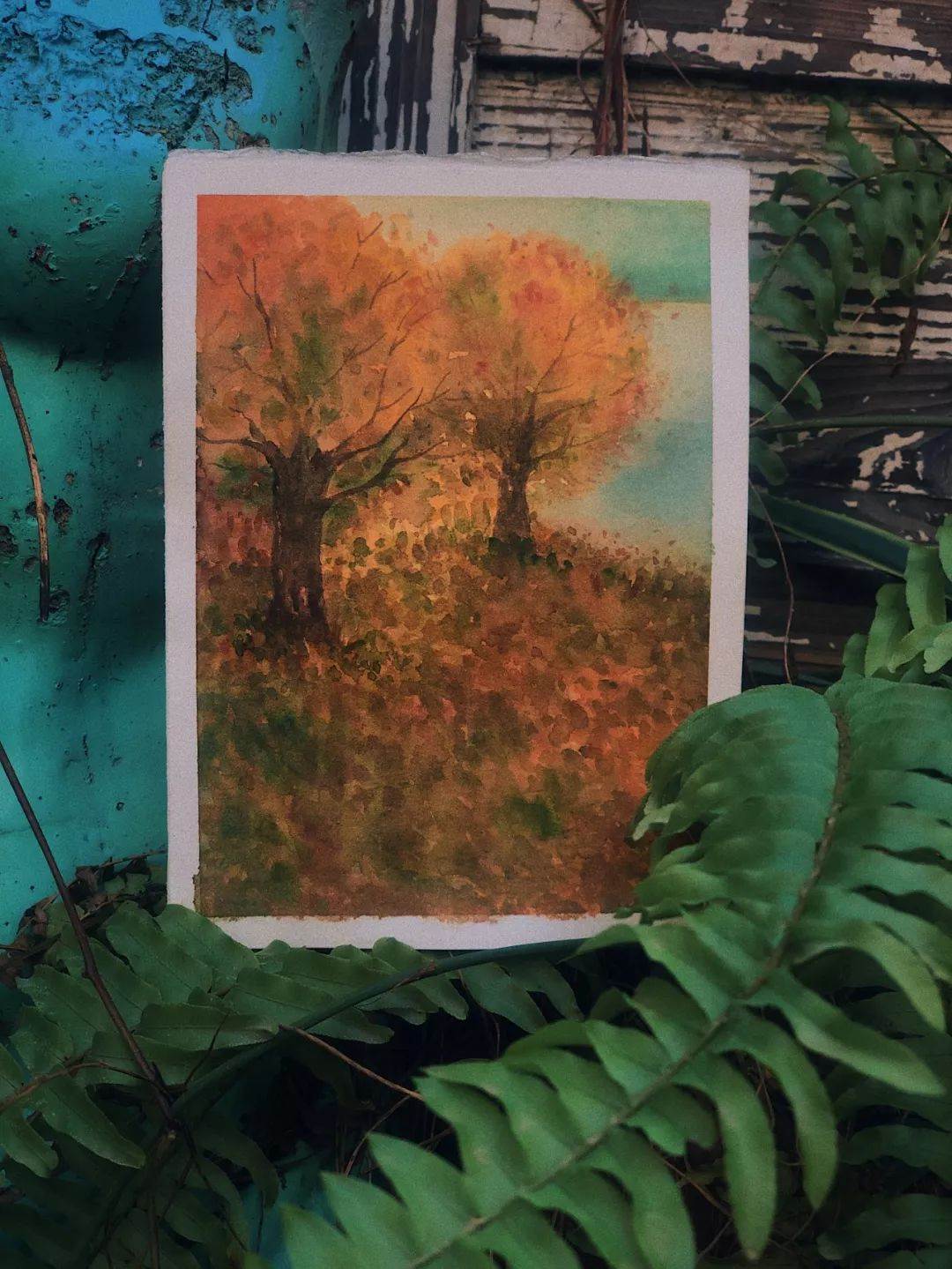 秋季水彩画