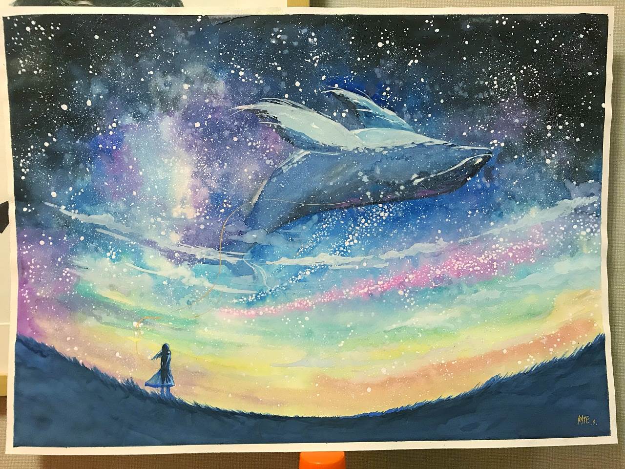 儿童水彩画星空